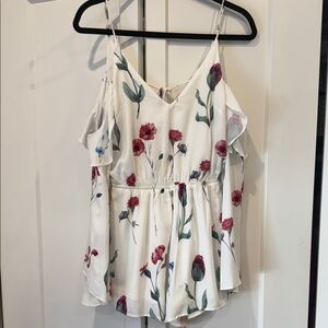 White Floral Cold-Shoulder Romper